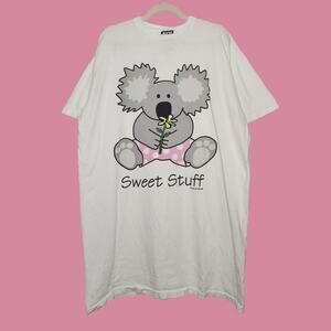 Vintage Koala Sweet Stuff Nature Sleep Shirt Oversized White Single Stitch Doze